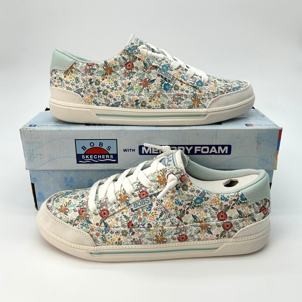 Womens Sneakers Skechers BOBS B Cute 2.0 Size 7.5 Canvas Shoes Floral Print NEW